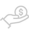 Hand holding a coin icon